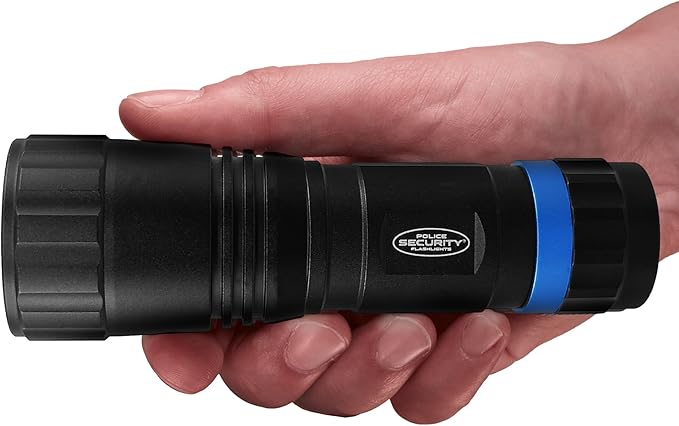 Police Security Scope Ultra-Bright 750 Lumen Flashlight, Compact, Heavy Duty, 3 Modes, Slide Focus, 4 AAA Batteries, Perfect for DIY to Camping to Trade Professional Needs