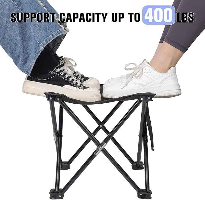 KABOER 2 Pack Folding Camping Stool Portable Outdoor Camping Chair for Fishing BBQ Hiking Gardening and Beach,Travel with Carry Bag(Black)