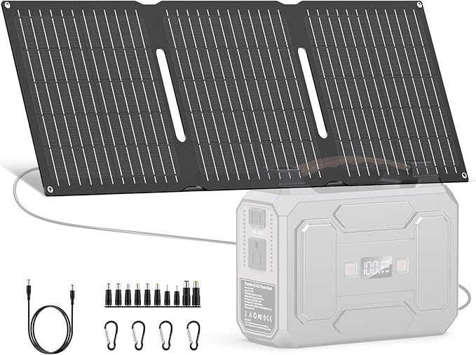 Apowking Portable Solar Panels 30W, Foldable Solar Panel Charger for Power Station, Cellphone, Laptop, Solar Panels with QC3.0 USB, Type C and DC 18V Output for Camping RV Trip