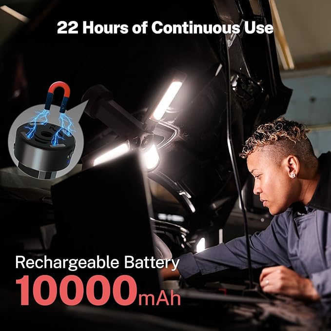 OGERY Rechargeable 10000mAh Camping Light with Stand 6.5 ft Max Height, Cordless Work Light with 3 LED Lamp Heads, 2200 Lumens Camping Essentials Gear Emergency Flashlight with Detachable Tripod