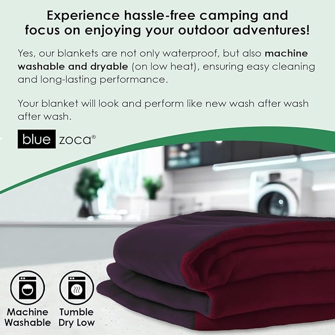 Beach Blanket Waterproof Sandproof Waterproof Blanket for Camping, Hiking, Outdoor Sporting Events, Picnics & More | Machine Washable & Pet Friendly | Travel Size - 65x50in Merlot