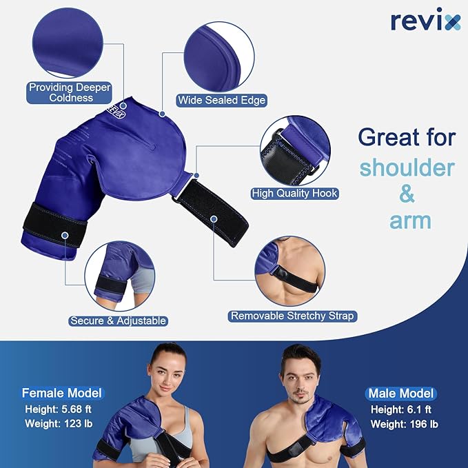 REVIX Shoulder Ice Pack Rotator Cuff Cold Therapy, Ice Packs for Injuries Reusable Gel for Shoulders Pain Relief, Bursitis and Swelling, Cold Compress Shoulder Ice Wrap