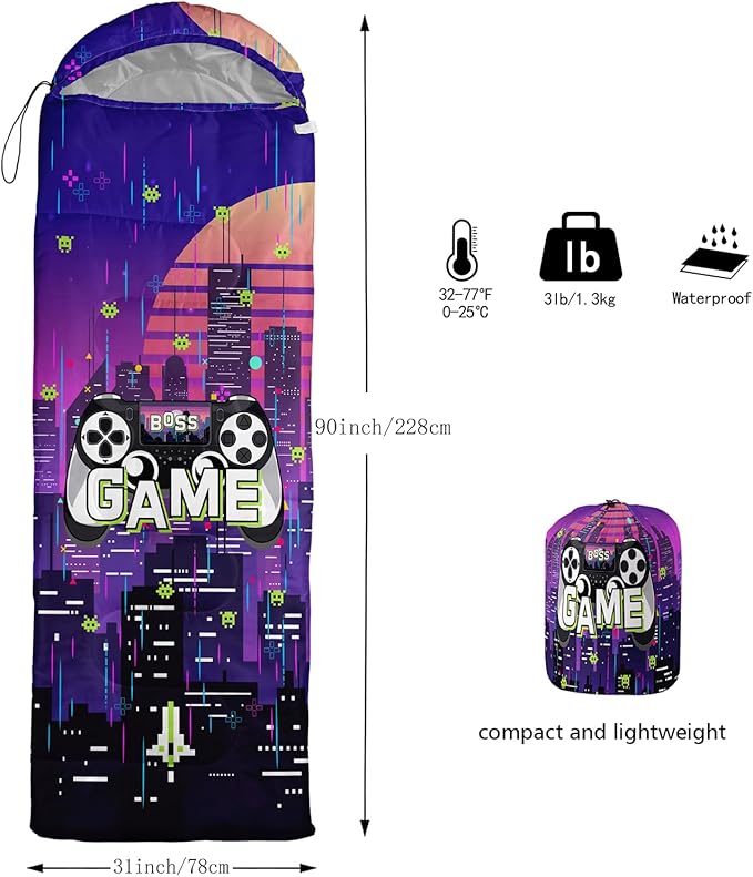 Print sleeping bag,sleeping bags,Outdoor Camping Sleeping Bag，Suitable For Children Boys And Girls Portable,Waterproof,Compact And Lightweight,Great For Outdoor Camping,Backpacking And Hiking