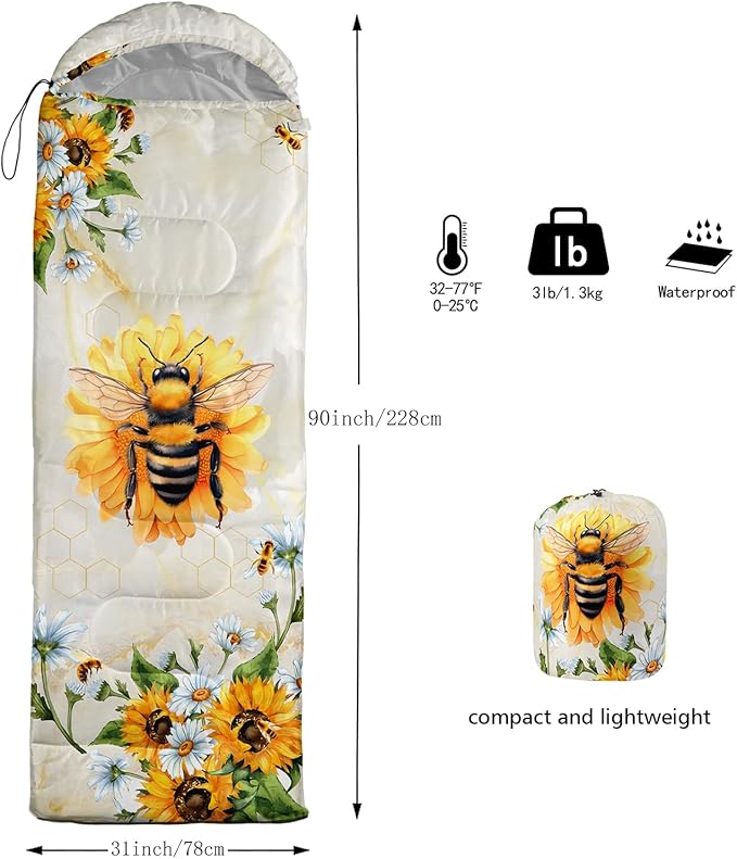 AILONEN Pink Lovely Rabbit Sleeping Bag for Girls Kids Adults,Warm and Cool Weather,Lightweight,Waterproof Backpacking,Cartoon Flowers Printed Bunny Sleeping Bag for Camping