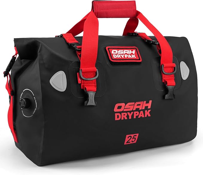 Waterproof Duffel Bag - Motorcycle Dry Bag Tail Bag with Large Storage Space, Waterproof Luggage Duffle Bags with Outer Mesh Zipper Pocket for Camping, Kayaking, Fishing & Traveling