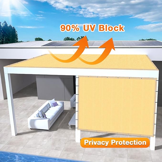 Artpuch Outdoor Pergola Shade Cover 6x20 FT Sun Shade Cloth with Grommets Sand 90% UV Protection Canopy Patio Privacy Screen (Customized Available)