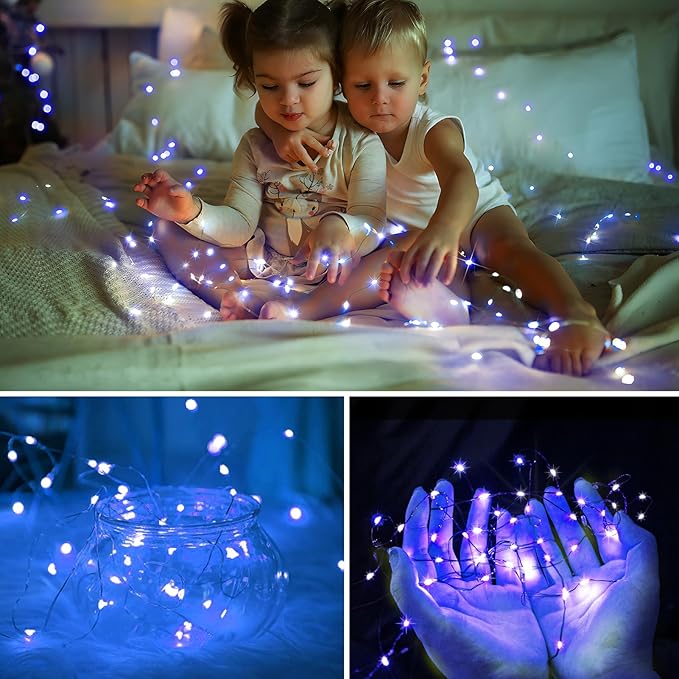 KNONEW 100FT Outdoor Christmas Fairy Lights Plug in,300 LED String Lights Outdoor Waterproof 8 Modes for Wedding Bedroom Walls Garden Trees Decoration(Blue)