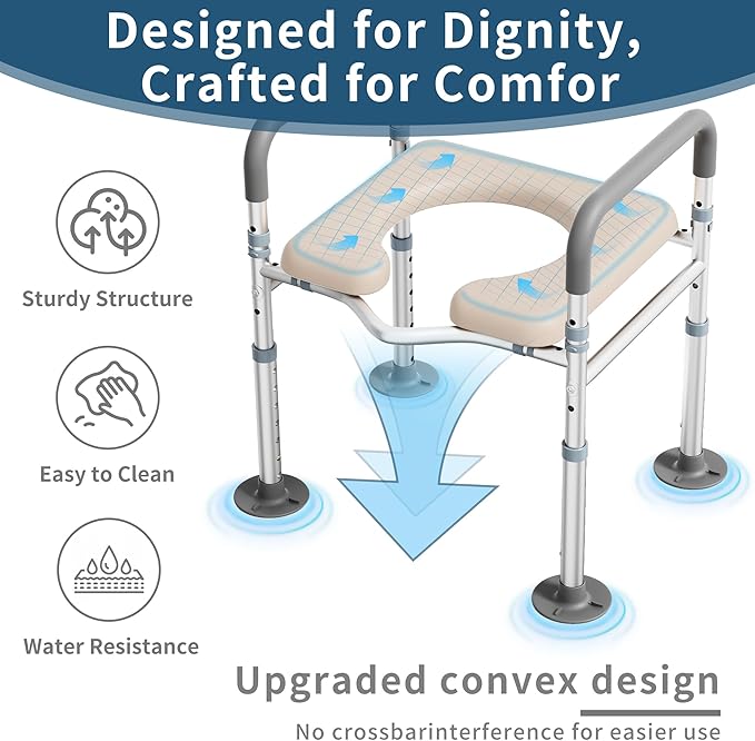 Adjustable Toilet Seat Risers for Seniors-Heavy Duty 400lb Raised Toilet Seat with Handles & Padded Arms-Fits Elongated & Standard Toilets