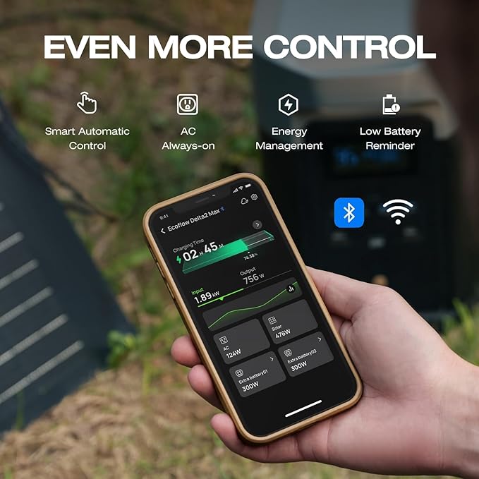 EF ECOFLOW Portable Power Station DELTA 2 Max, 2400W LFP Solar Generator, Full Charge in 1 Hr, 2048Wh Solar Powered Generator for Home Backup(Solar Panel Optional)