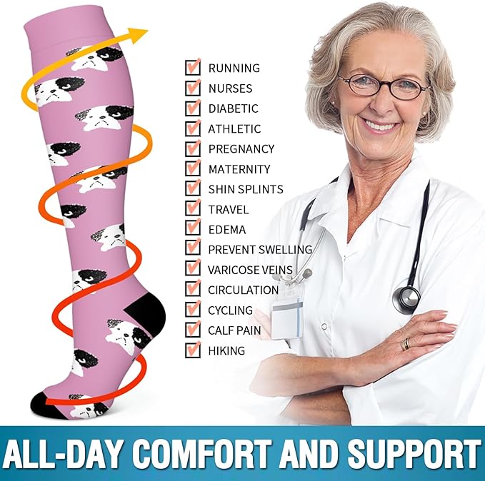 6 Pack Copper Compression Socks for Women and Men Circulation-Best Support for Medical, Running,Nursing,Athletic