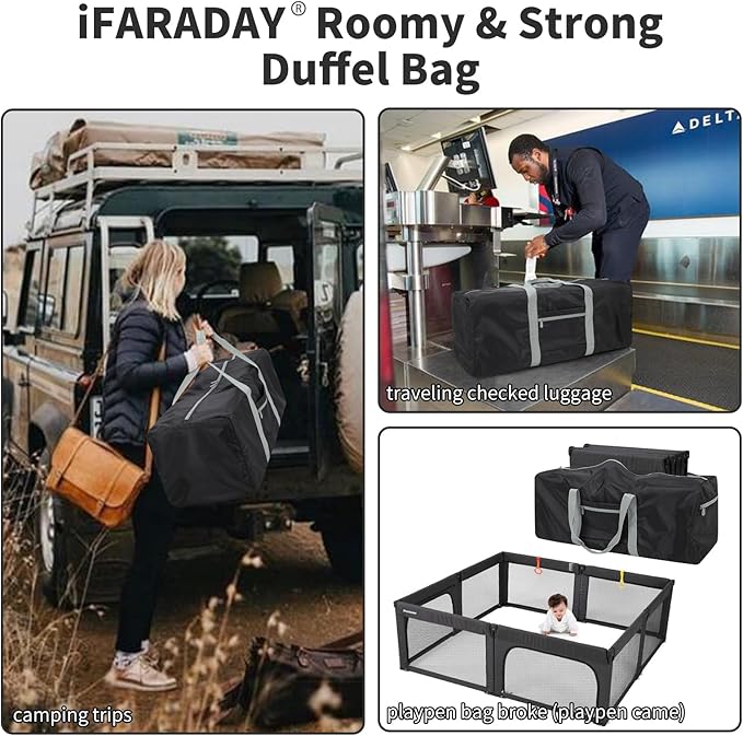 Foldable Duffle Bag for Travel - 30 inch / 75L Large Spare Travel Duffel Bag Lightweight with Trolley Sleeve - Black