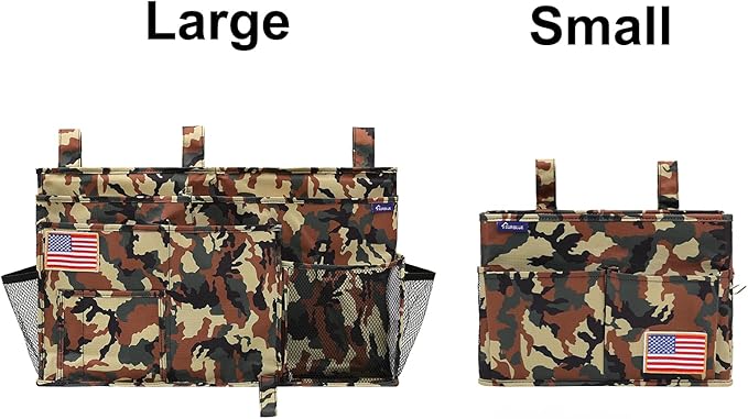 Surblue Bedside Caddy Hanging Organizer Storage Bag Pocket for Bunk, Hospital, College Dorm Rooms, Baby Bed Rails, Camp - 8 Pockets (Large, Jungle)