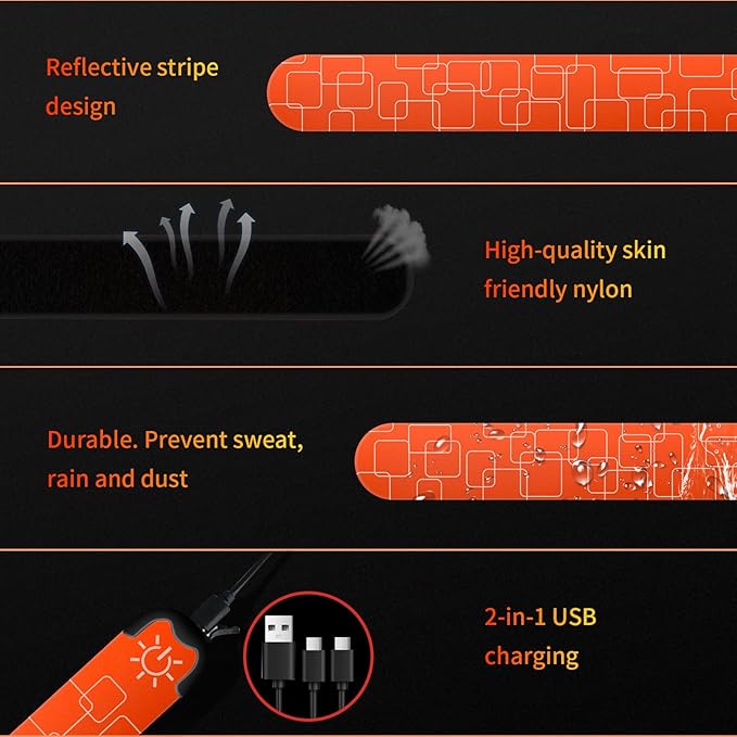 Running Lights for Runners, Walking Light for Night Walking, Running Lights & Walking Light with Colors & 3 Modes, Reflective Running Gear, Running Essentials for Women or Men 2-Pack