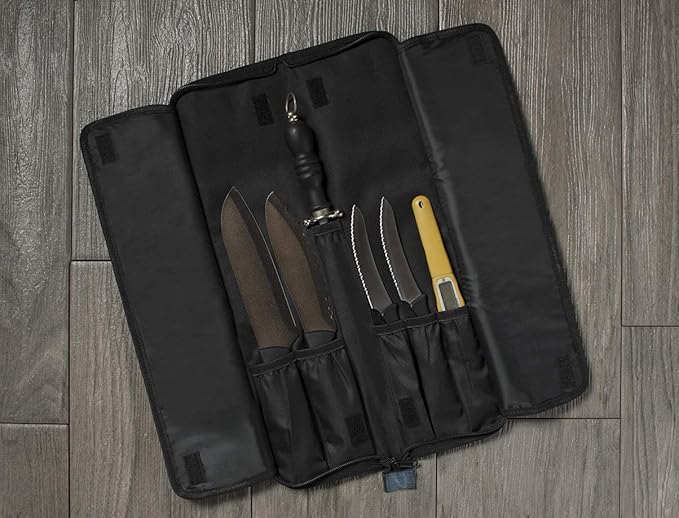 Asaya Chef Knife Roll Bag - 12 Pockets for Knives and Kitchen Utensils - Lightweight, Durable, and Stain Resistant Nylon - Perfect for the Traveling Chef - Knives not Included