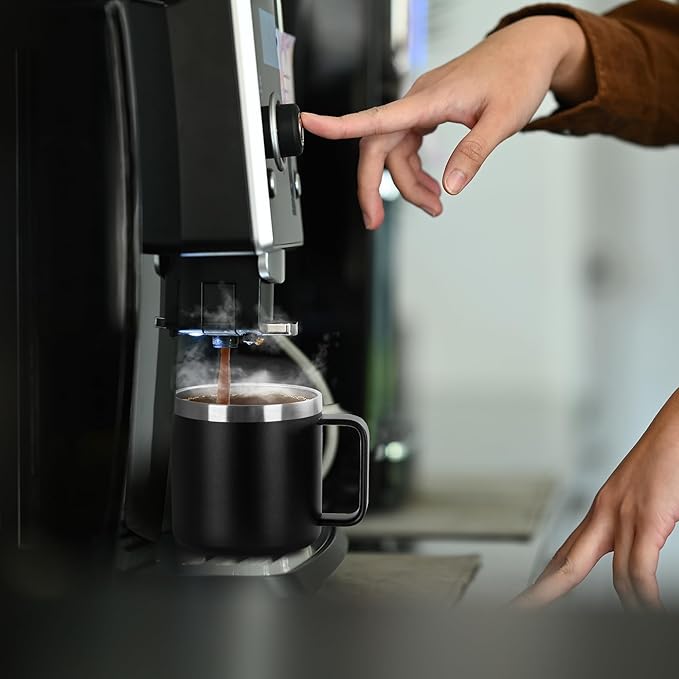 VEGOND 14 oz Insulated Stainless Steel Travel Coffee Mug with Handle, Black 4 Pack