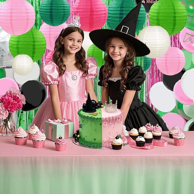 Pink Green Paper Lanterns Decorative 15pcs Party Hanging Decorations for Party Birthday Bachelorette Wedding Birthday Baby Shower Summer Themed Party Anniversary Green Pink White Room Decor