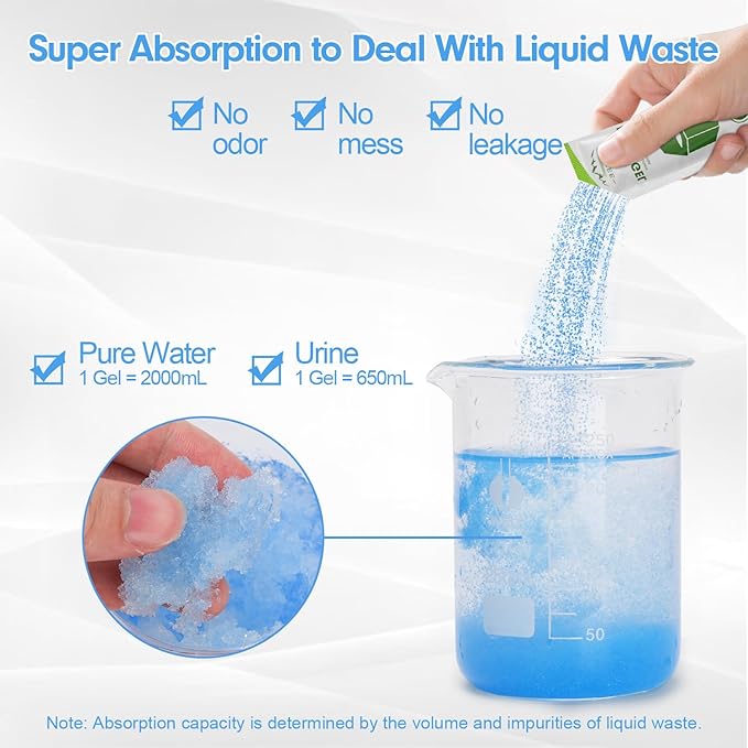 Sckee 30 Packets Poo Gel for Portable Toilet, Portable Toilet Powder Poo Urine Powder for Hiking, Car, Travel, Truck, RV, Boating, Road Trips, Outdoor Indoor Use