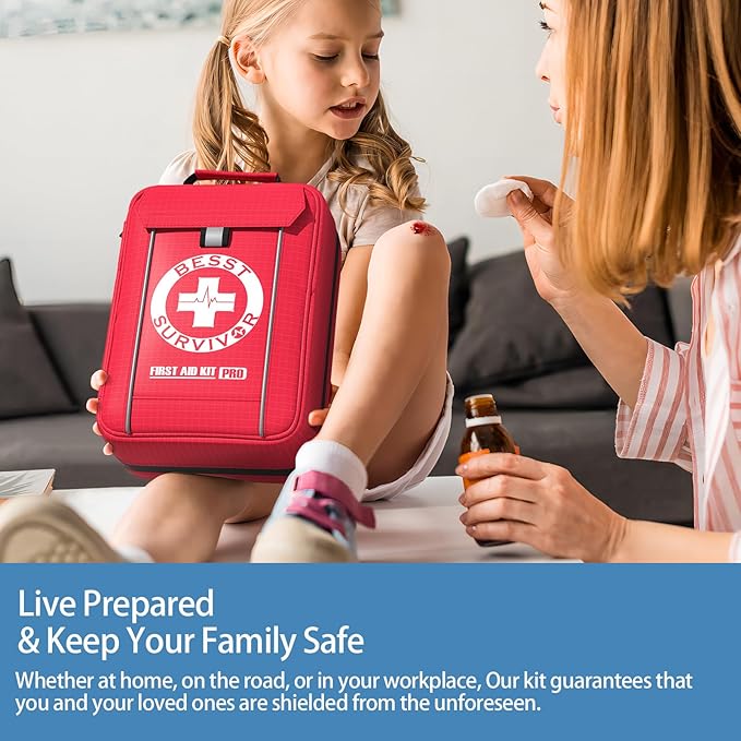 Comprehensive First Aid Kit -Labeled Compartments for Trauma & Emergencies, Compact Emergency Kits for Car, Boats, Camping, Hurricanes and Outdoor Emergencies Survival -265 Piece