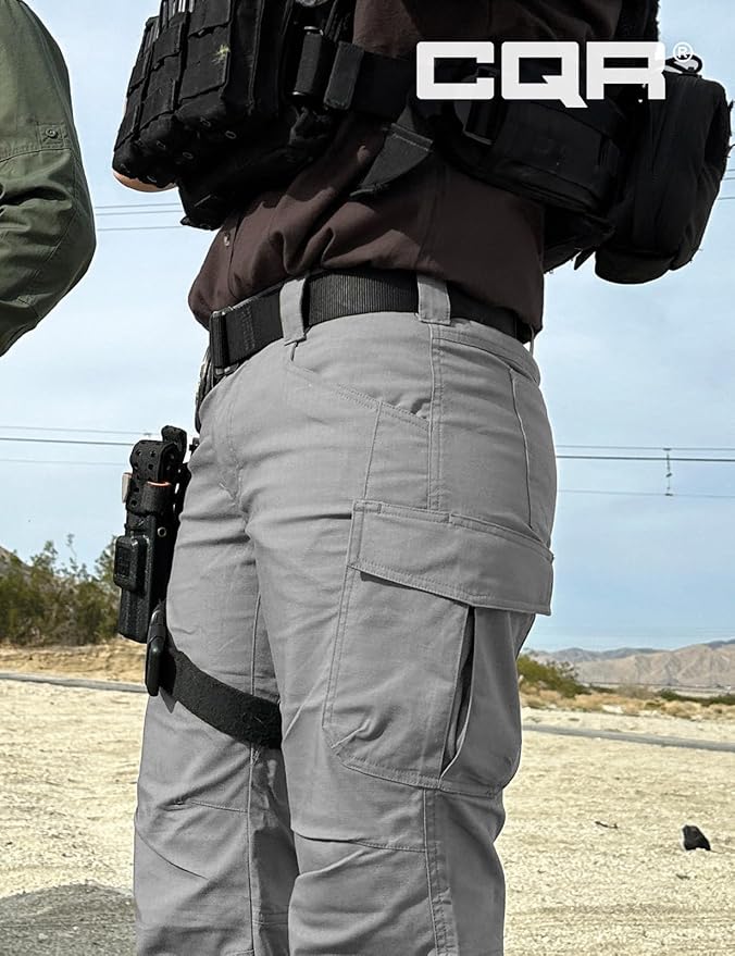 CQR Women's Flex Stretch Tactical Pants, Water Resistant Ripstop Cargo Work Pants with Pockets for Outdoor & Hiking