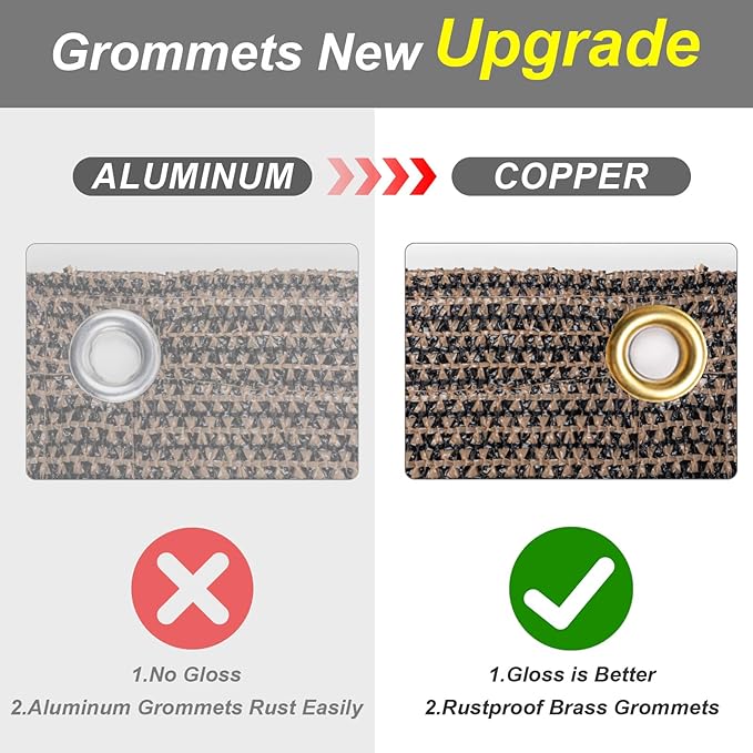 Cool Area Sun Shade Cloth with Grommets 7×17 FT Shade Panel Shade Tarp Screen Fabic for Outdoor Patio Pergola Cover Deck Garden, Brown (Customized)