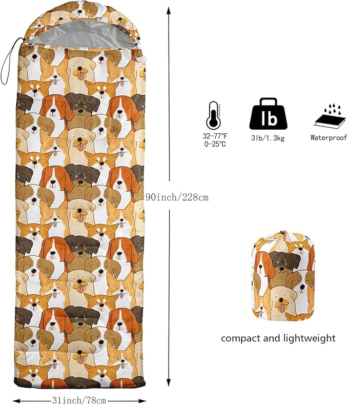 Galaxy Wolf Camping Sleeping Bags Warm & Cool Weather Waterproof Backpacking Blue Purple Starry Sky Sleeping Bag All Seasons Camping, for Adult Kids Boy Girls Camping Gear Equipment, Traveling