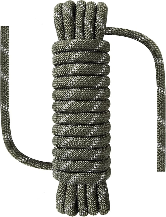 1/2 in x 16 ft Boat Marine Rope for Canyoneering, Floating, Fishing, Rafting, Camping, Hiking, Hunting, Anchor, Arborist Tree, Rafting, Rescue, Knotting Practice Nylon/Polyester Arm Green