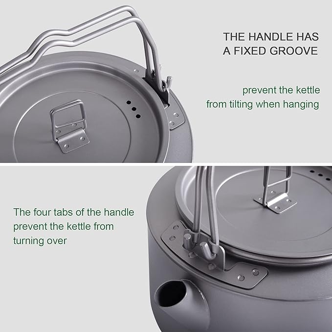 Boundless Voyage Titanium Kettle with Folding Handle & Filter Ultralight Teapot Outdoor Camping Coffee Pot for Boiling Water Coffee Tea