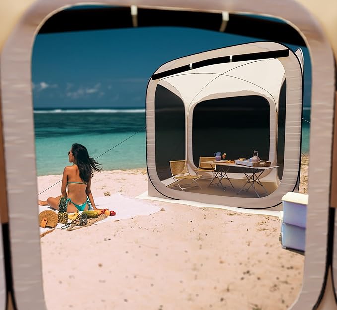 HOOYEAH Pop-up Tent Screenhouse, Portable Screened Tent Camping Canopy Foldable Instant Screen Room Outdoor Gazebo with Mosquito Net for Patio, Backyard, Garden and Outdoor Activities, 6x6