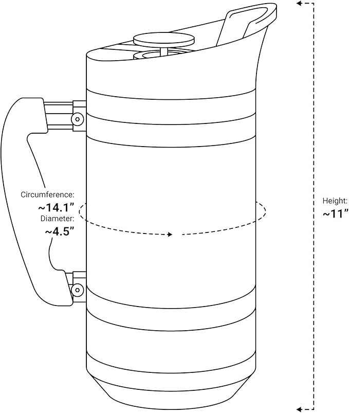 BaseCamp Coffee Press - Double Wall Insulated Stainless Steel - Bru-Stop Technology, No Grounds in Coffee, No Spill Lid (Obsidian, 48 fl.oz)