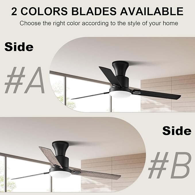 Obabala 60" Ceiling Fan with Remote, LED Light, Reversible Silent DC Motor, 6 Speeds, Large Modern Ceiling Fan for Outdoor Patio, Spacious Bedroom