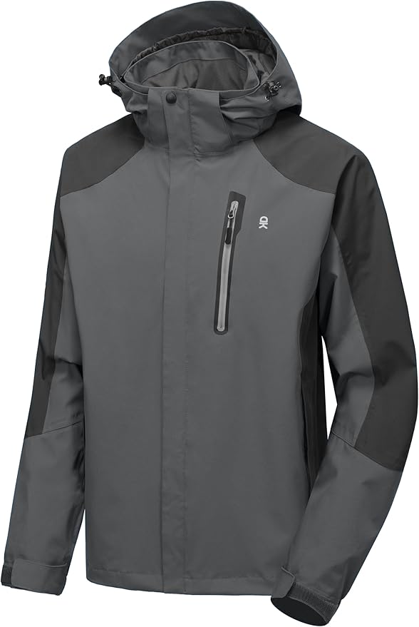 Little Donkey Andy Men's Waterproof Rain Jacket Outdoor Lightweight Hooded Raincoat for Hiking Golf Travel Fishing