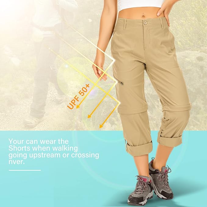 Women's Hiking Pants Convertible Zip Off Lightweight Quick Dry Outdoor Travel Camping Safari fising Pants
