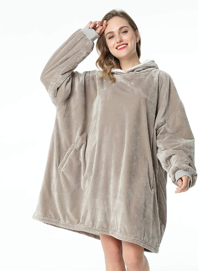 LetsFunny Blanket Hoodie,Oversized Wearable Sherpa Fleece Blanket Sweatshirt,Super Soft Warm Cozy with Giant Pocket,Gifts for Women Men Adults Teenagers Kids, One Size Fits All