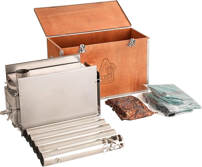 Rbm Outdoors Camping Stoves for Tents, Shelters, Yurts. Portable Wood Burning Folding Stove for Camp, Cooking Outdoor. Compact Folding Pipes Chimney (Caminus M)