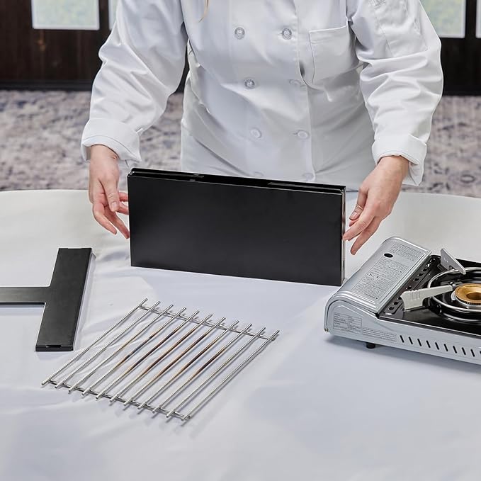 Butane Stove Cover, Universal Fit for Any Standard Size Camping Stoves, Premium Black Steel Collapsible Wind Guard for Easy Storage, Stove Wind Covers for Portable Cooking Stoves by Chef Master 90278