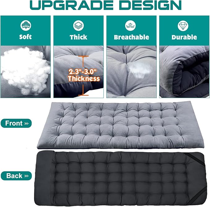 LILYPELLE Folding Camping Cot, Extra Wide Heavy Duty Sleeping Cots with Carry Bag, Double Layer Oxford Portable Travel Camp Cots for Home, Office Nap and Outdoor Beach