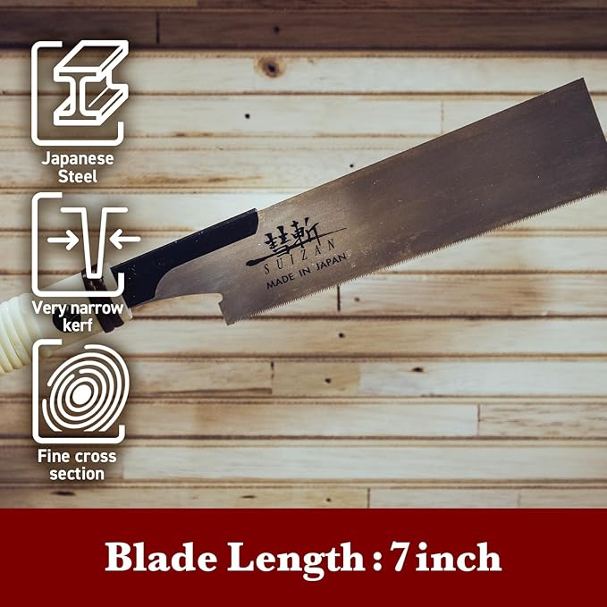 SUIZAN Flush Cut Saw 7" - Professional Japanese Pullsaw Handsaw Woodworking Tools