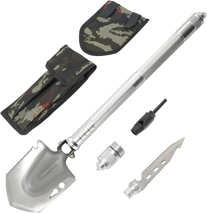 HFS(R) Folding Shovel Multi-Functional Camping Survival Tool with Carrying Bag for Digging, Trenching, Hiking, Gardening, Emergency, Outdoor Activities