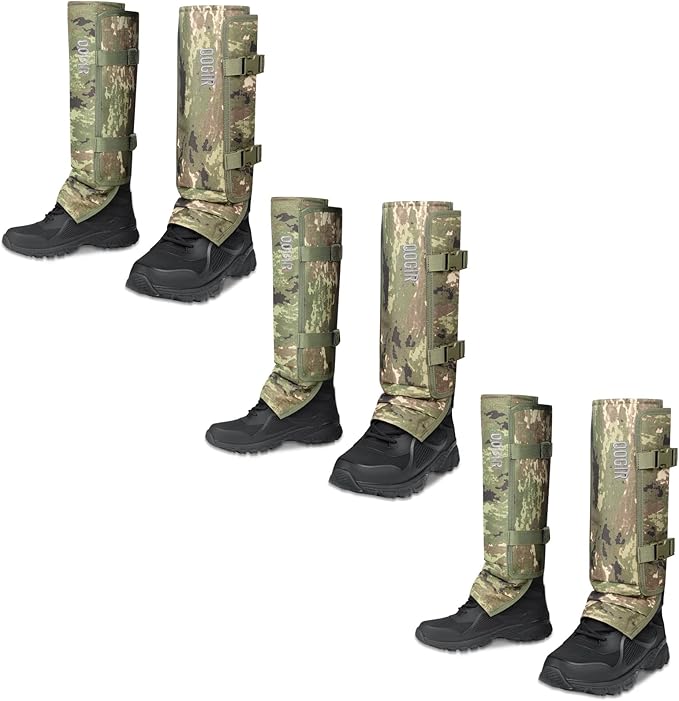 QOGIR Snake Gaiters 3 Pack: Durable Snake Guards for Hunting, Snake Gaiter Leggings for Men & Women, Snake Bite Protection for Lower Legs, Snake Proof Gaiters