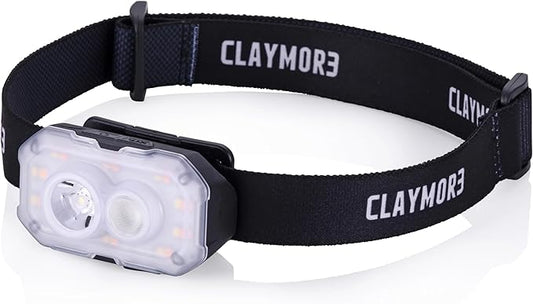 Claymore Heady+ (Black) - Rechargeable LED Headlamp Flashlight, Lightweight for Camping, Running, Hiking, Emergency & Industrial Use. Waterproof, USB-C Charging, Up to 70 Hours Battery Life.