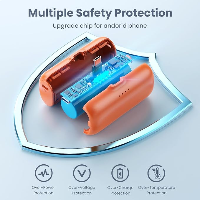 Mini Portable Charger for iPhone 16/15, 5200mAh 3A PD USB C Power Bank Cell Phone Fast Charging,Ultra-Compact Battery Pack for iPhone 16/15/15 plus/15 pro/15 pro Max/Android/Samsung/Moto/LG-Orange