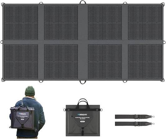 Renogy 200 Watt Solar Panel Blanket, N-Type Portable Foldable Solar Panels, 25% High Efficiency Lightweight 8-Fold Space-Save, QC3.0 USB-A&Type-C Output, For Camping, RV, SUV, Marine, Off-Grid Outdoor
