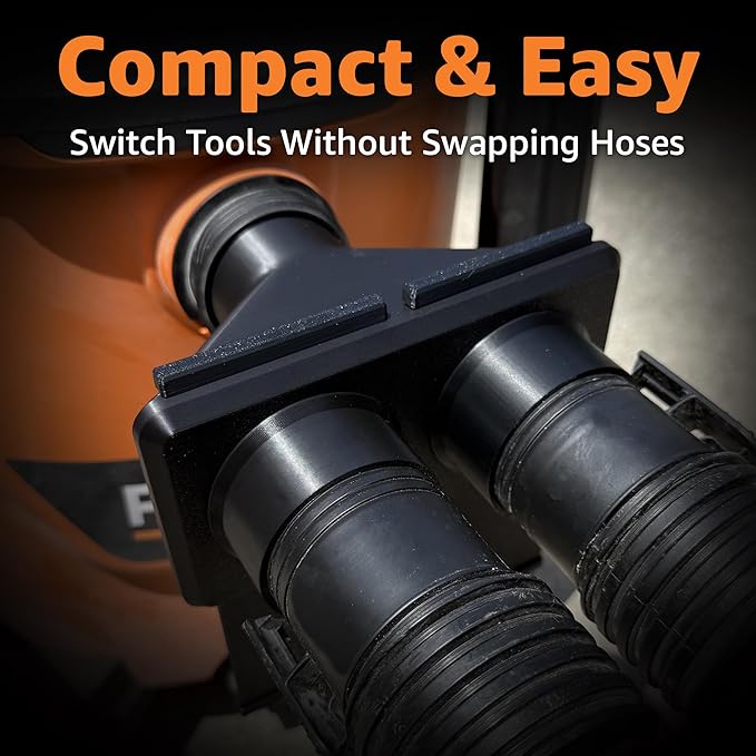 Jmoe USA 2.5 Inch Shop Vac Y Connector Splitter With Individual Blast Gates | Dust Collection Hose Splitter | Fits Ridgid, Craftsman, and Most Wet Dry Vacuums