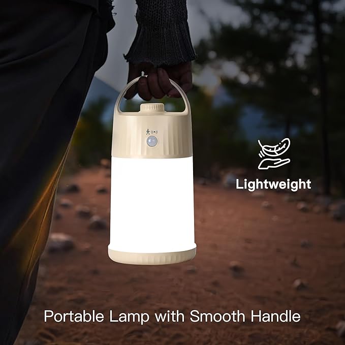 Upgraded Motion Sensor Night Light with 4 Adjustable Brightness Levels,Portable Rechargeable LED Lamp with PIR Motion Detection, 4000mAh Battery, Ideal for Bedroom, Closet, Camping (Apricot)