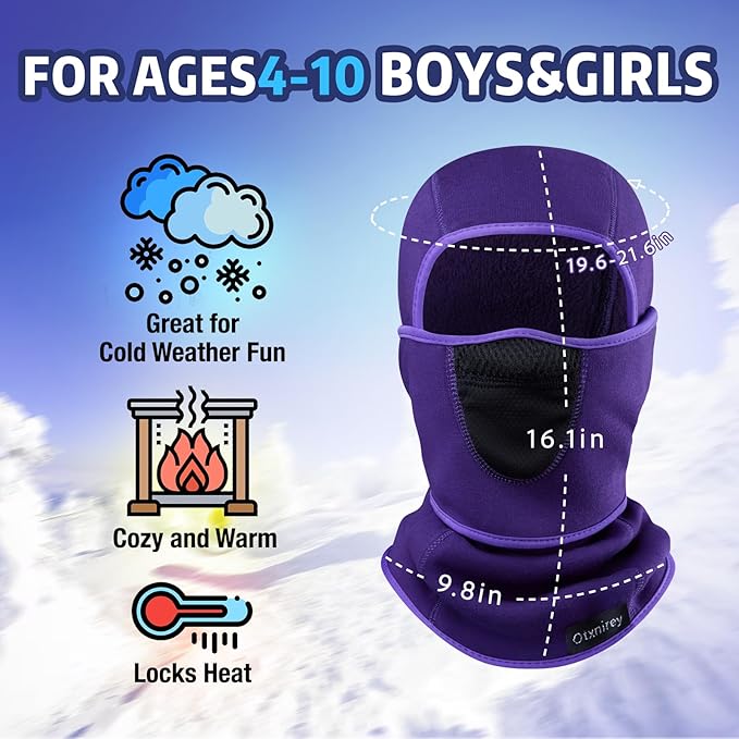 Kids Balaclava Windproof Ski Mask for Boy Girl (with Breathable Holes), Winter Hat Ski Mask for Cold Weather for Skiing