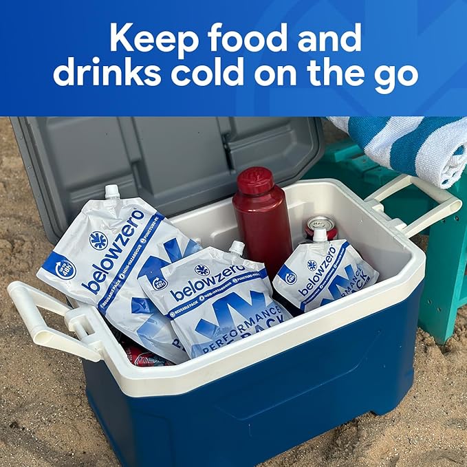 Below Zero Reusable Ice Packs for Coolers – Long Lasting Cooler Ice Pack Blocks, Leak-Proof Freezer Packs for Camping, Lunch Boxes & Travel