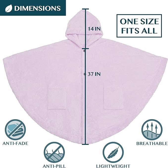 PAVILIA Angel Wrap Hooded Blanket Poncho, Wearable Blanket Throw Wrap Poncho for Women Adult, Cozy Fluffy Sherpa Fleece Shawl Cape with Hood pockets, Warm Gift for Mom Wife, Lavender Purple