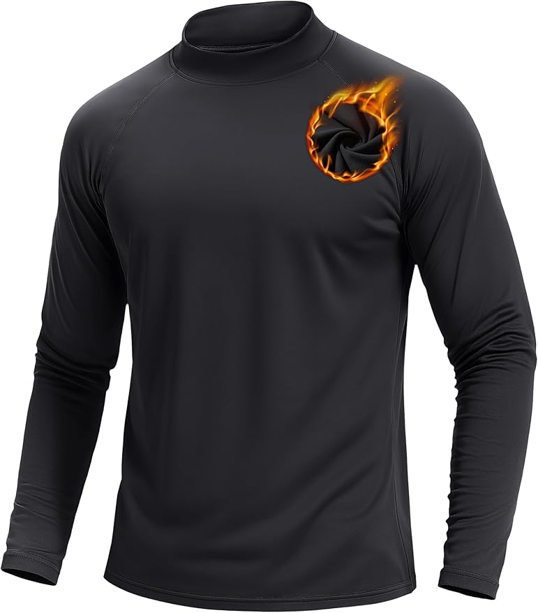 TACVASEN Mens Thermal Fleece Shirt Mock Turtle Neck Base Layer Long Sleeve Athletic Warm Undershirt Winter Running Tops