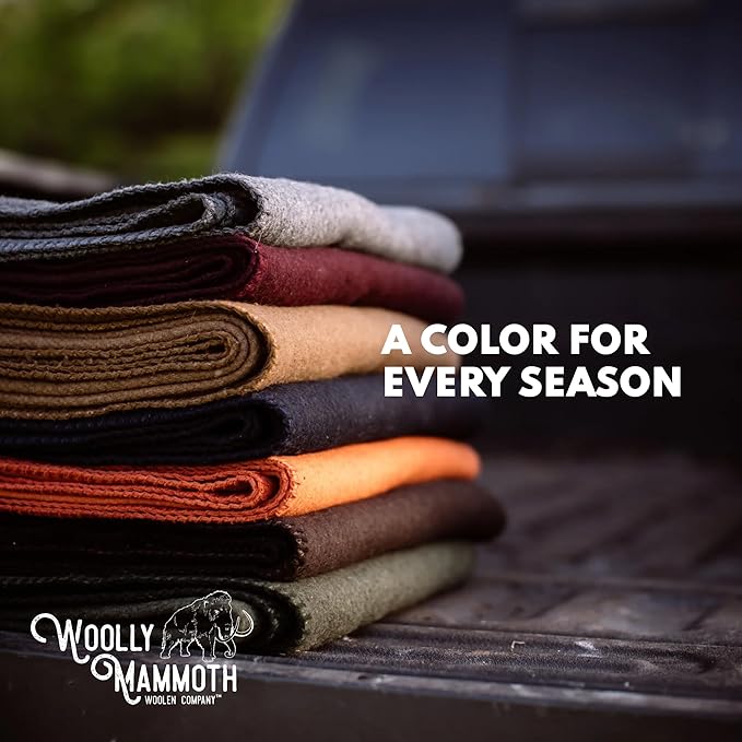 Woolly Mammoth Woolen Co. | Extra Large Merino Wool Camp Blanket | Perfect Outdoor Gear | Bedroll for Bushcraft, Camping, Trekking, Hiking, Survival, or Throw Blanket at the Cabin (Gray), 66" x 90"