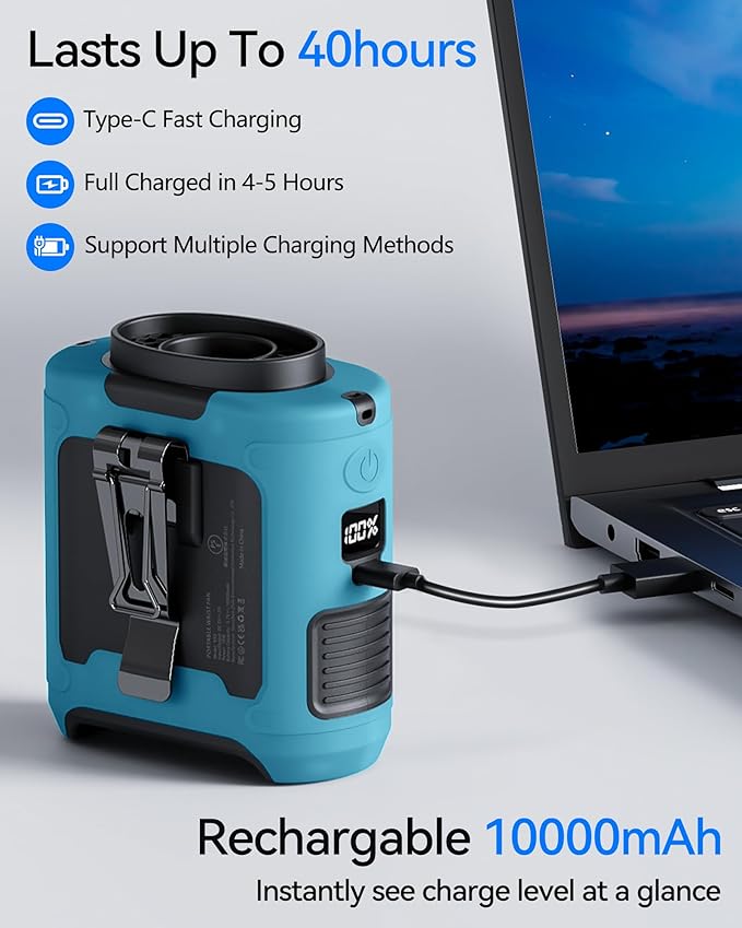 AI Portable Waist Fan Rechargeable 10000mah Belt Shirt Clip On Fan For Body Cooling That Blow Cold Air 5 Speeds Flashlight Up To 40H